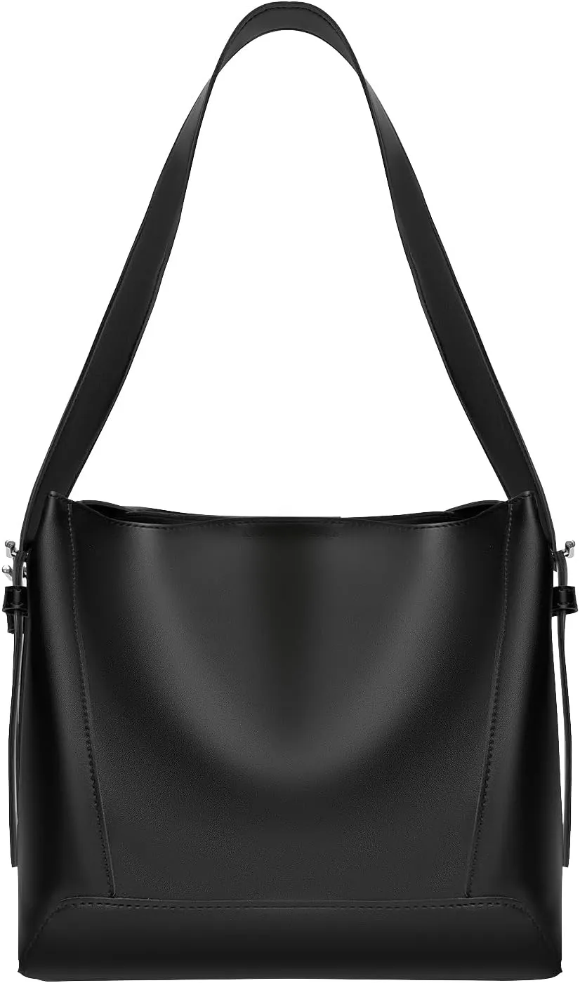 Women's Tote Bag Large Capacity, Lightweight Reusable Shopping Bag with Inner Pockets, Stylish Shoulder Handbag for Work, Travel, Beach, and Daily Essentials, Black