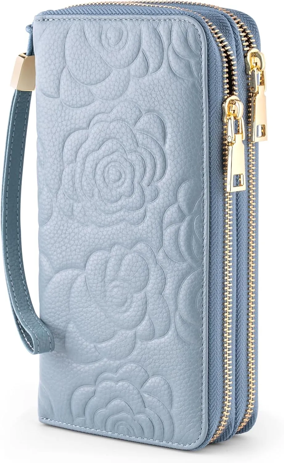 Women's Wallet RFID Blocking Leather Double Zip Large Capacity Card Holder Ladies Phone Clutch Long Purse Wristlet