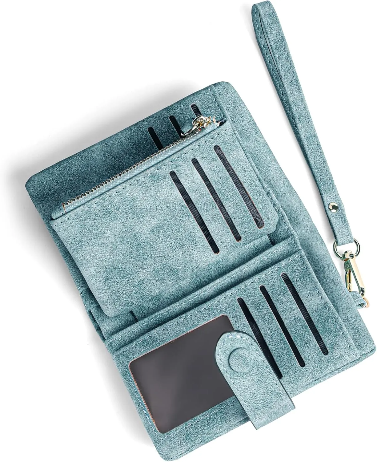 Womens Wallet Small Bifold Leather Wallets Women RFID blocking Ladies Wristlet with Card holder ID window Coin Purse