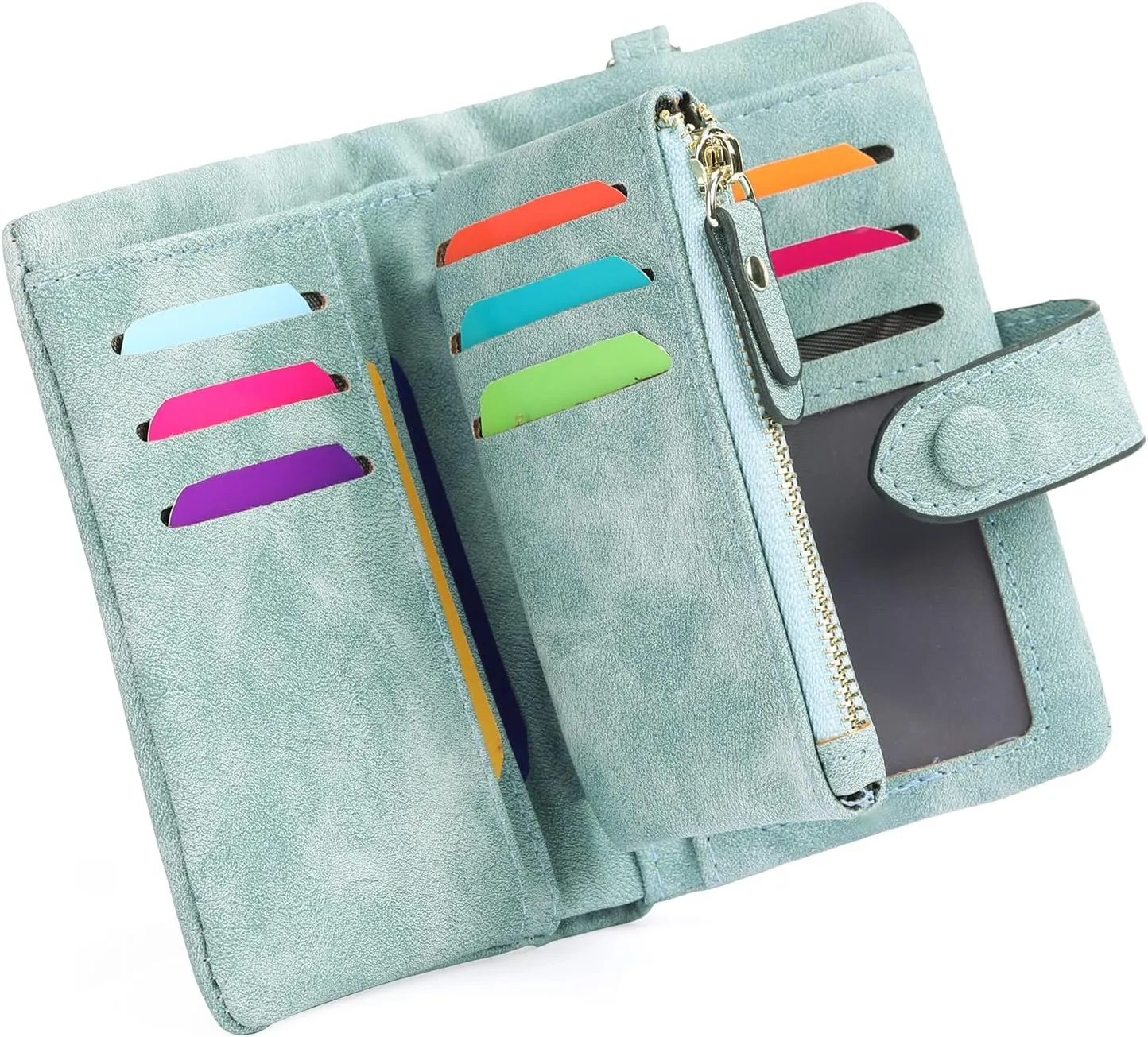 Womens Wallet Small Bifold Leather Wallets Women RFID blocking Ladies Wristlet with Card holder ID window Coin Purse