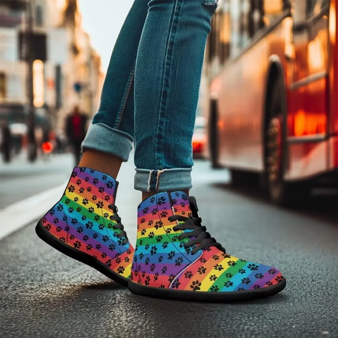Women's Wide Toe Barefoot Shoes Ankle Boots with Zero Drop Sole Anti Slip High-Top PU Leather Sneakers