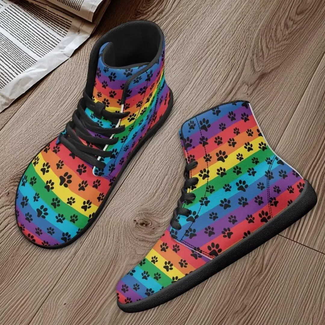 Women's Wide Toe Barefoot Shoes Ankle Boots with Zero Drop Sole Anti Slip High-Top PU Leather Sneakers