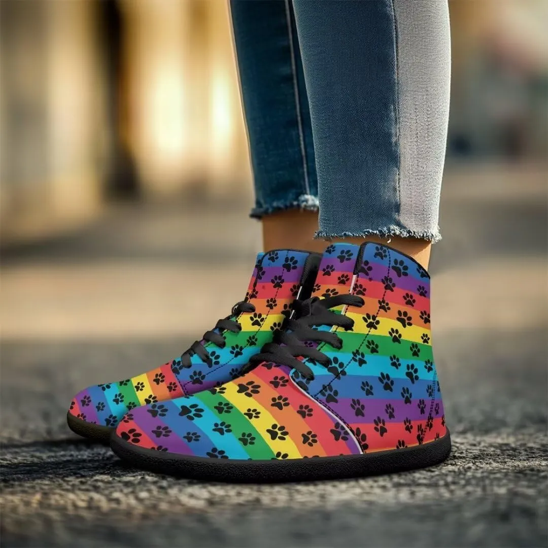 Women's Wide Toe Barefoot Shoes Ankle Boots with Zero Drop Sole Anti Slip High-Top PU Leather Sneakers