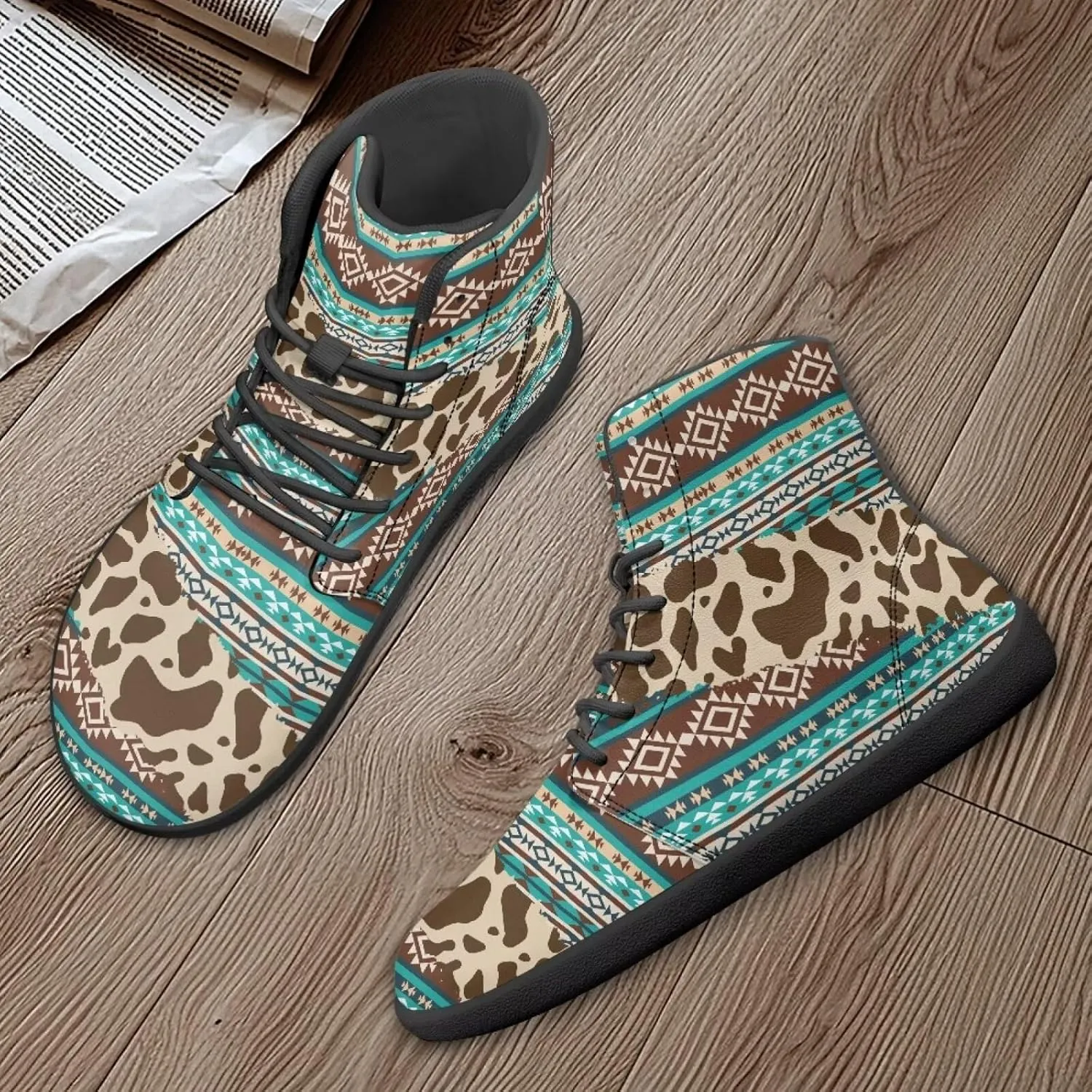 Women's Wide Toe Barefoot Shoes Ankle Boots with Zero Drop Sole Anti Slip High-Top PU Leather Sneakers