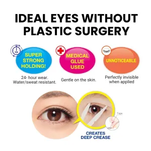 Wonder Eyelid Tape Waterproof Eyelid Stickers, 120 Pc Double Sided Adhesive, Invisible Blend Double Eyelid Lift Strips for Droopy Eyes, Japanese Instant Natural Eye Lid Eye Makeup, 2 EA