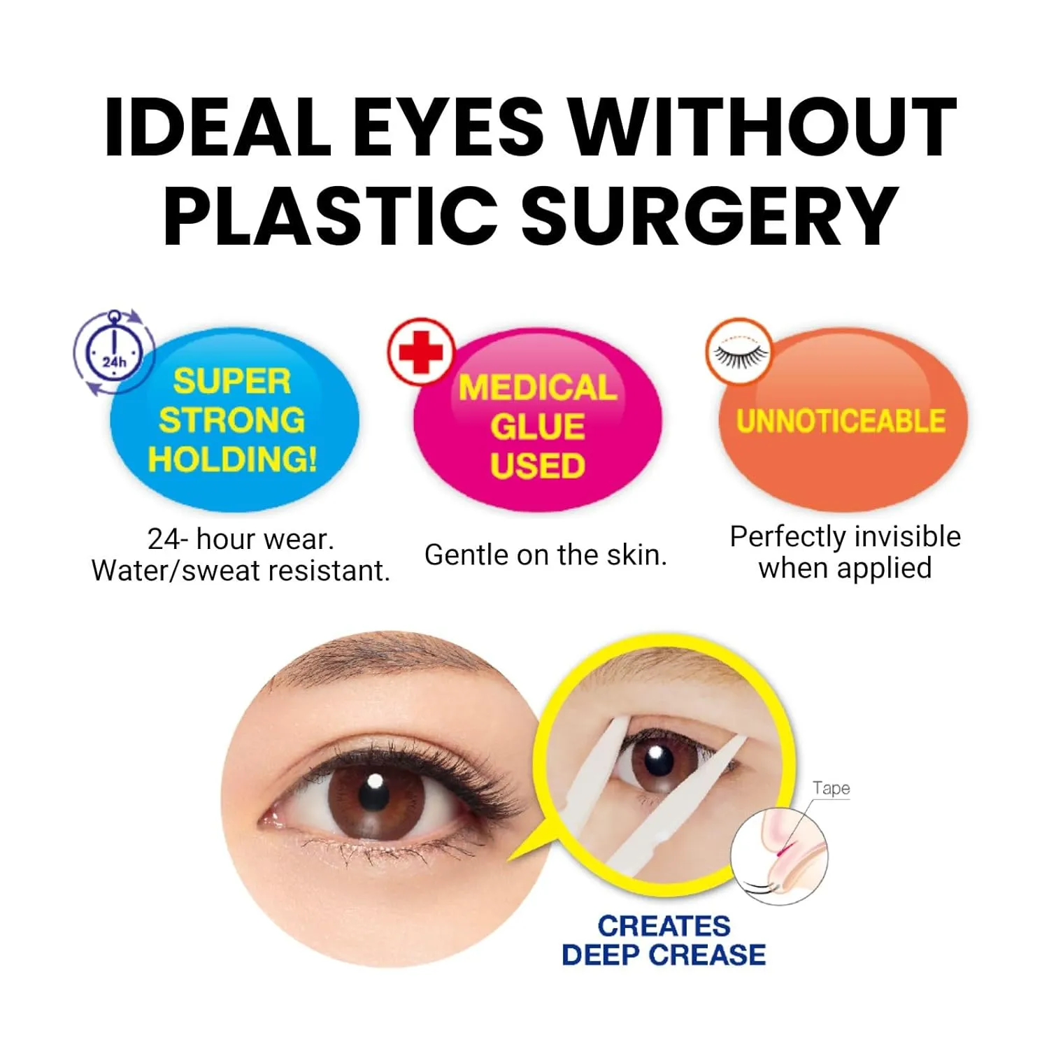 Wonder Eyelid Tape Waterproof Eyelid Stickers, 120 Pc Double Sided Adhesive, Invisible Blend Double Eyelid Lift Strips for Droopy Eyes, Japanese Instant Natural Eye Lid Eye Makeup, 2 EA