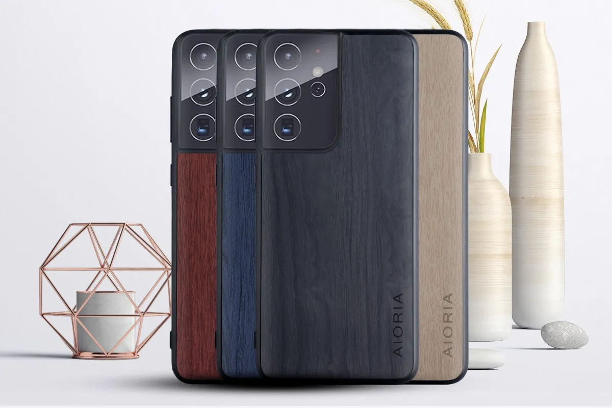 Wood Texture PU Leather Soft Cover Case For Samsung Galaxy