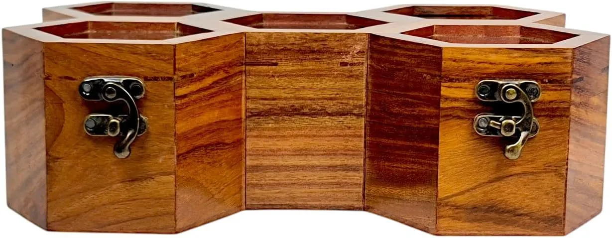 Wooden Handmade Honeycomb design Watch Box for Men and Women - Premium Rosewood Finish with Glass Cover (1 slot)