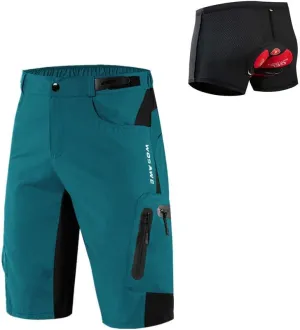 WOSAWE Men's Baggy Cycling Shorts Quick Dry Mountain Bike Bottoms MTB Padded Shorts with 7 Pockets