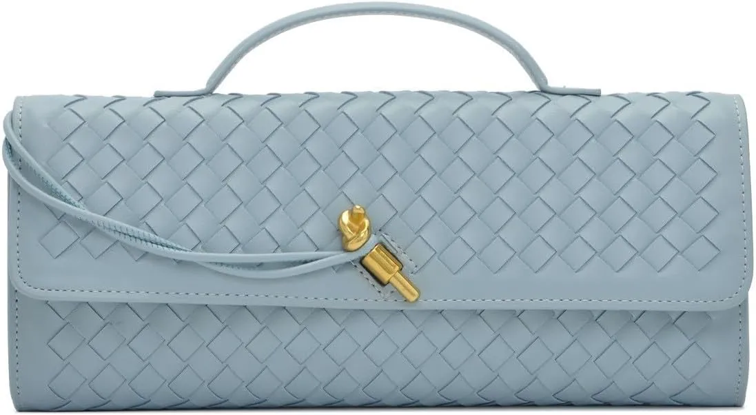 Woven Clutch Purse for women PU Leather Shoulder Bag Casual Fashion Party Evening Handbag Crossbody