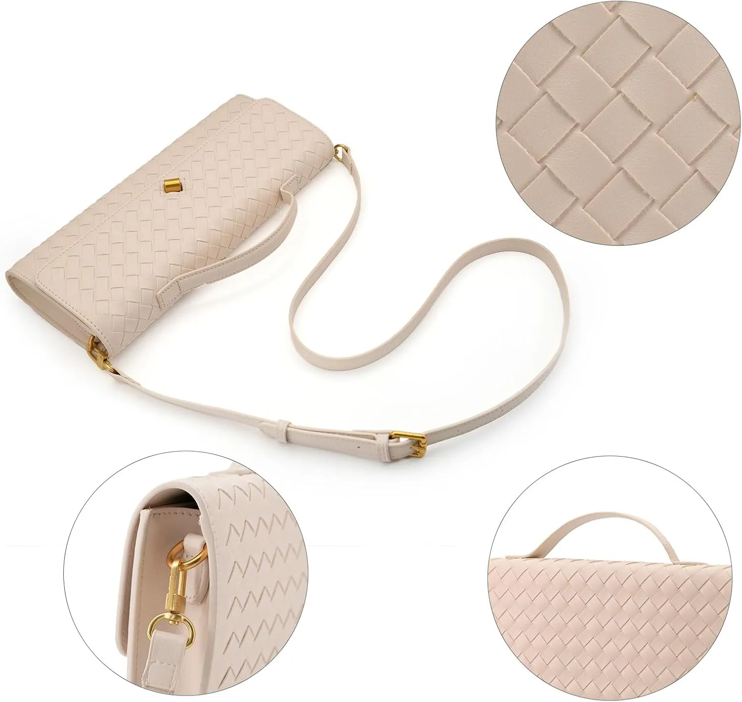 Woven Clutch Purses for Women Evening Bag Handmade Leather Shoulder Handbag Fashion Crossbody Purse