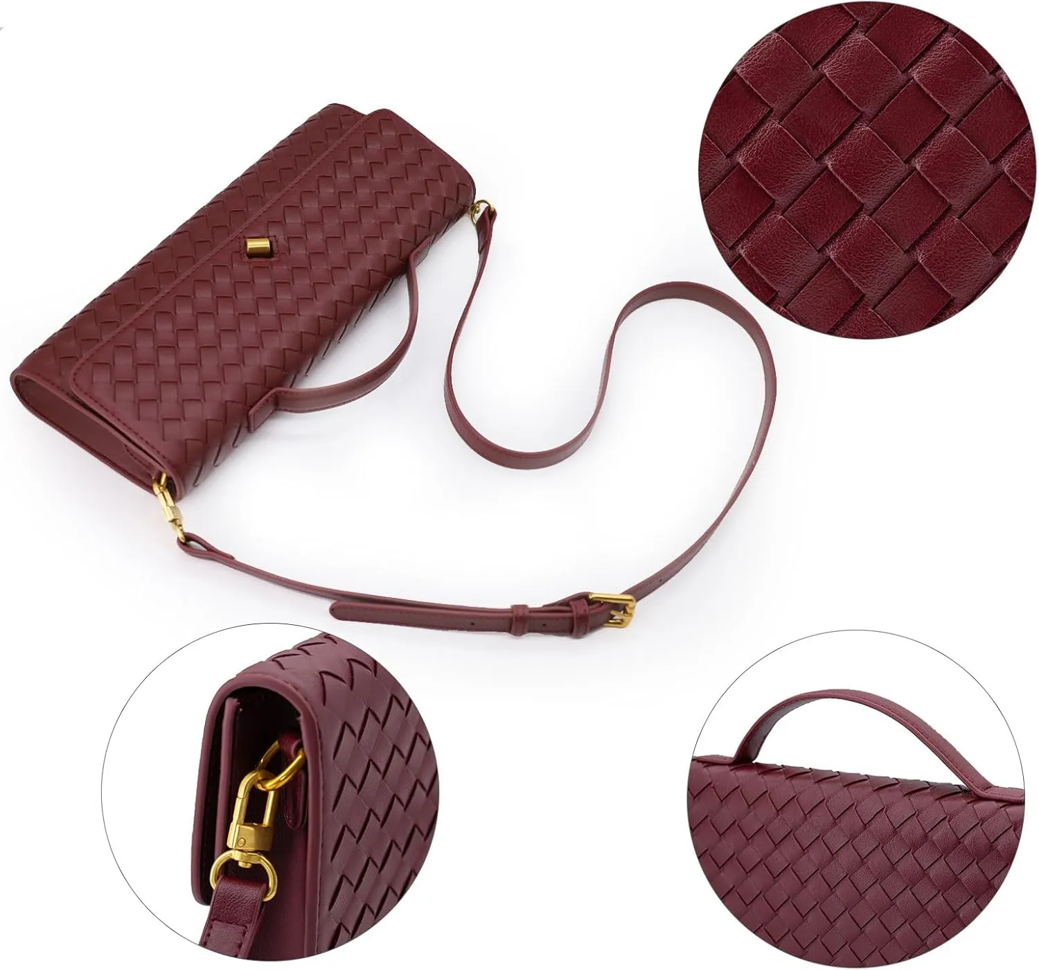 Woven Clutch Purses for Women Evening Bag Handmade Leather Shoulder Handbag Fashion Crossbody Purse