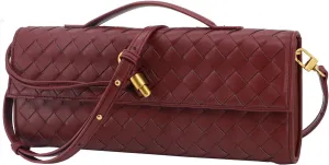 Woven Clutch Purses for Women Evening Bag Handmade Leather Shoulder Handbag Fashion Crossbody Purse