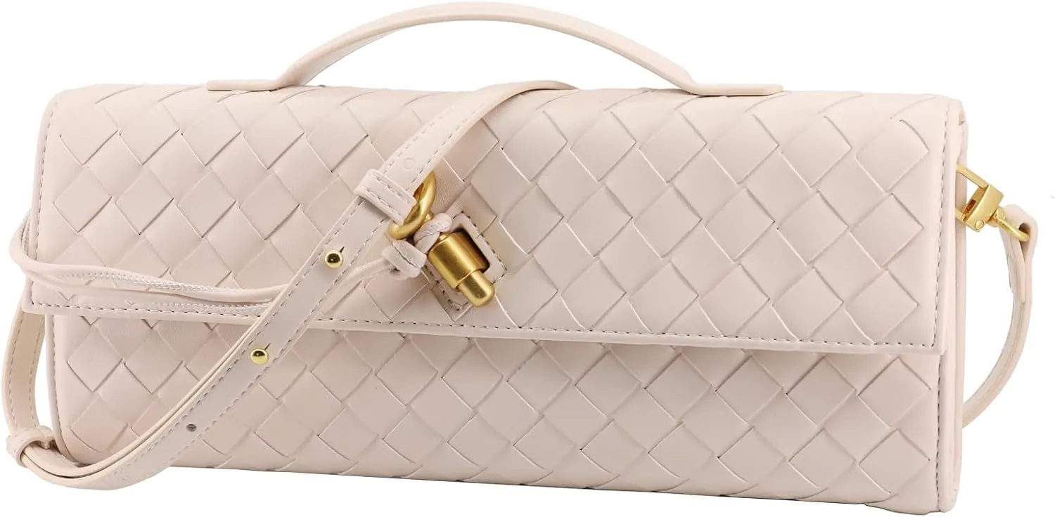 Woven Clutch Purses for Women Evening Bag Handmade Leather Shoulder Handbag Fashion Crossbody Purse