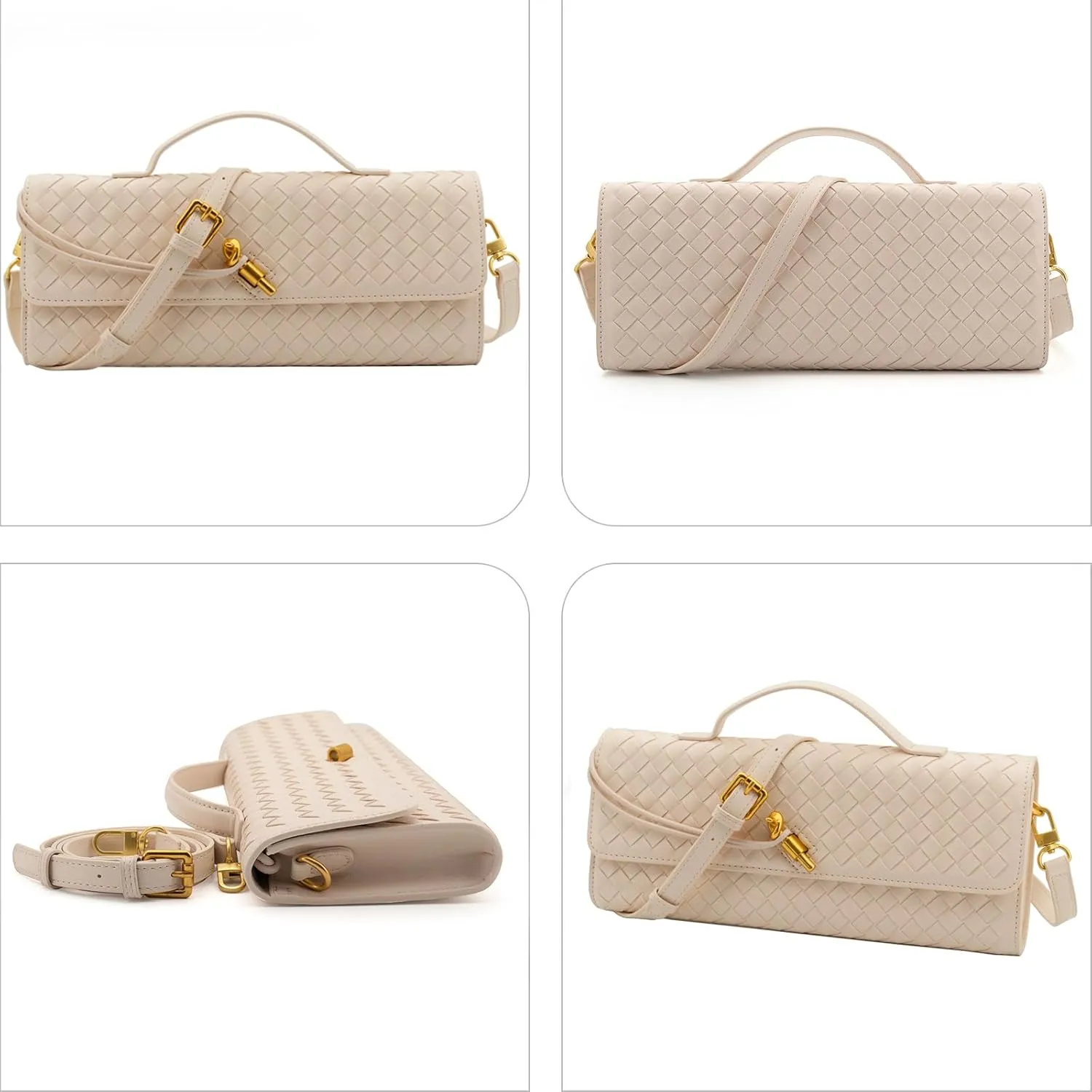 Woven Clutch Purses for Women Evening Bag Handmade Leather Shoulder Handbag Fashion Crossbody Purse