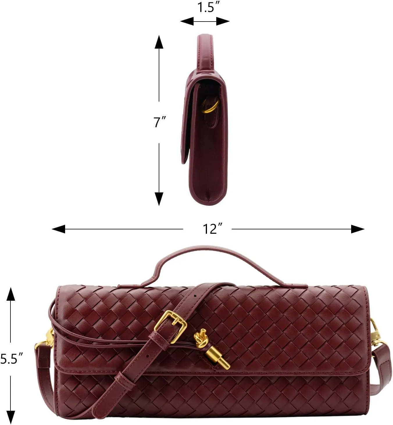 Woven Clutch Purses for Women Evening Bag Handmade Leather Shoulder Handbag Fashion Crossbody Purse