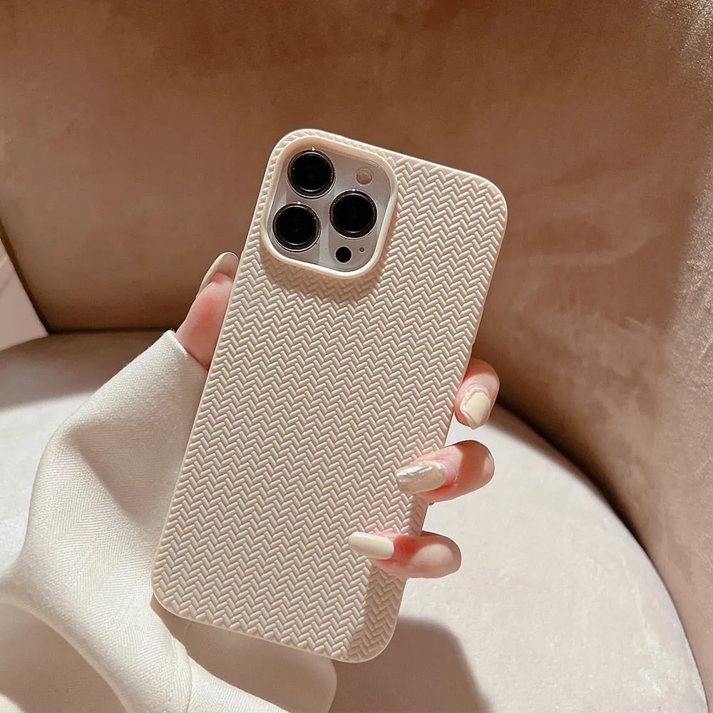 Woven Pattern Phone Case For iPhone 14 13 12 11 Pro Max X XR XS Max 7 8 14Plus Shockproof Bumber Soft TPU Silicon Back Cover