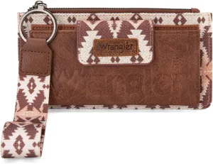 Wrangler Wallet Purse for Women Aztec Clutch Wristlet Wallet with Boho Credit Card Holder
