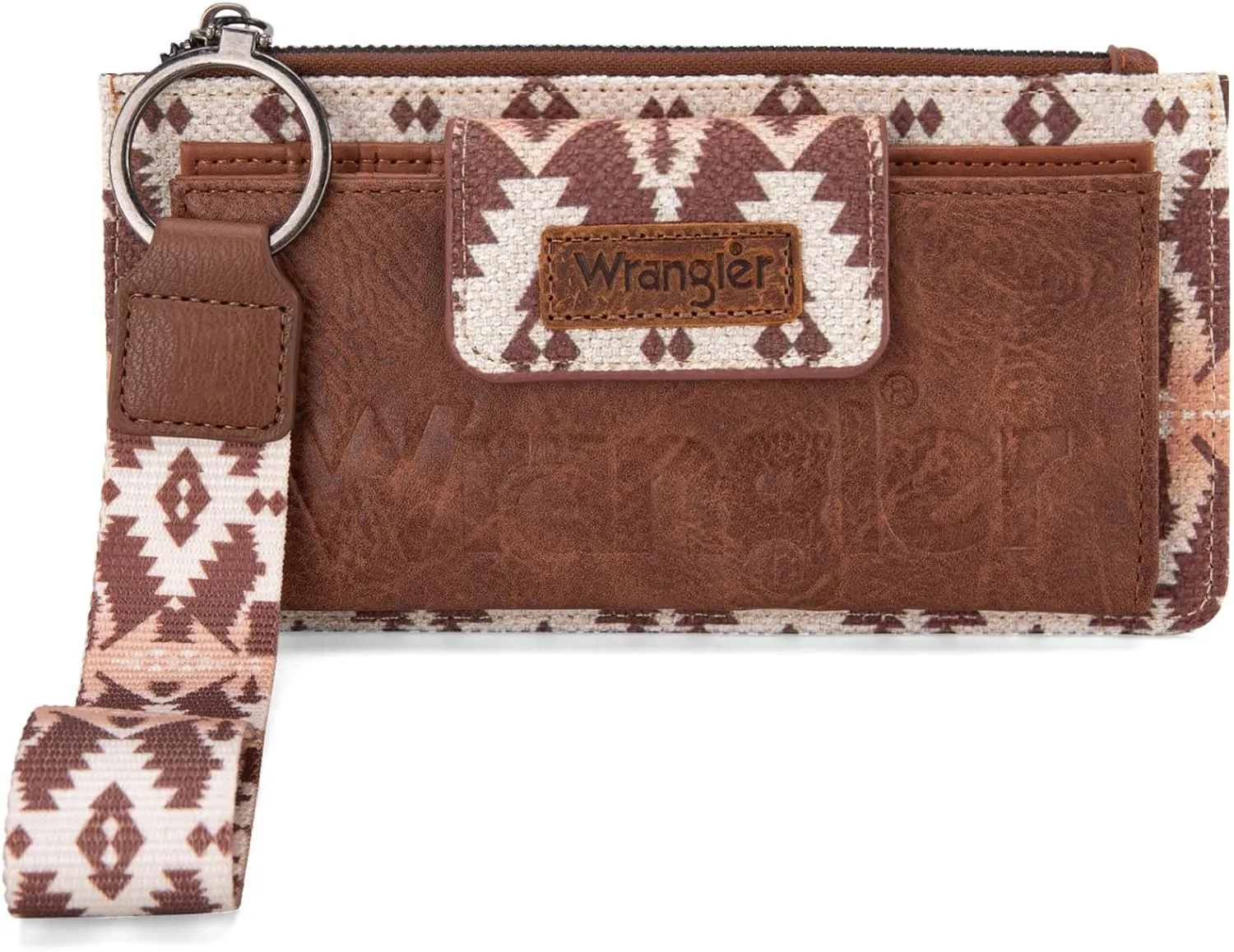 Wrangler Wallet Purse for Women Aztec Clutch Wristlet Wallet with Boho Credit Card Holder
