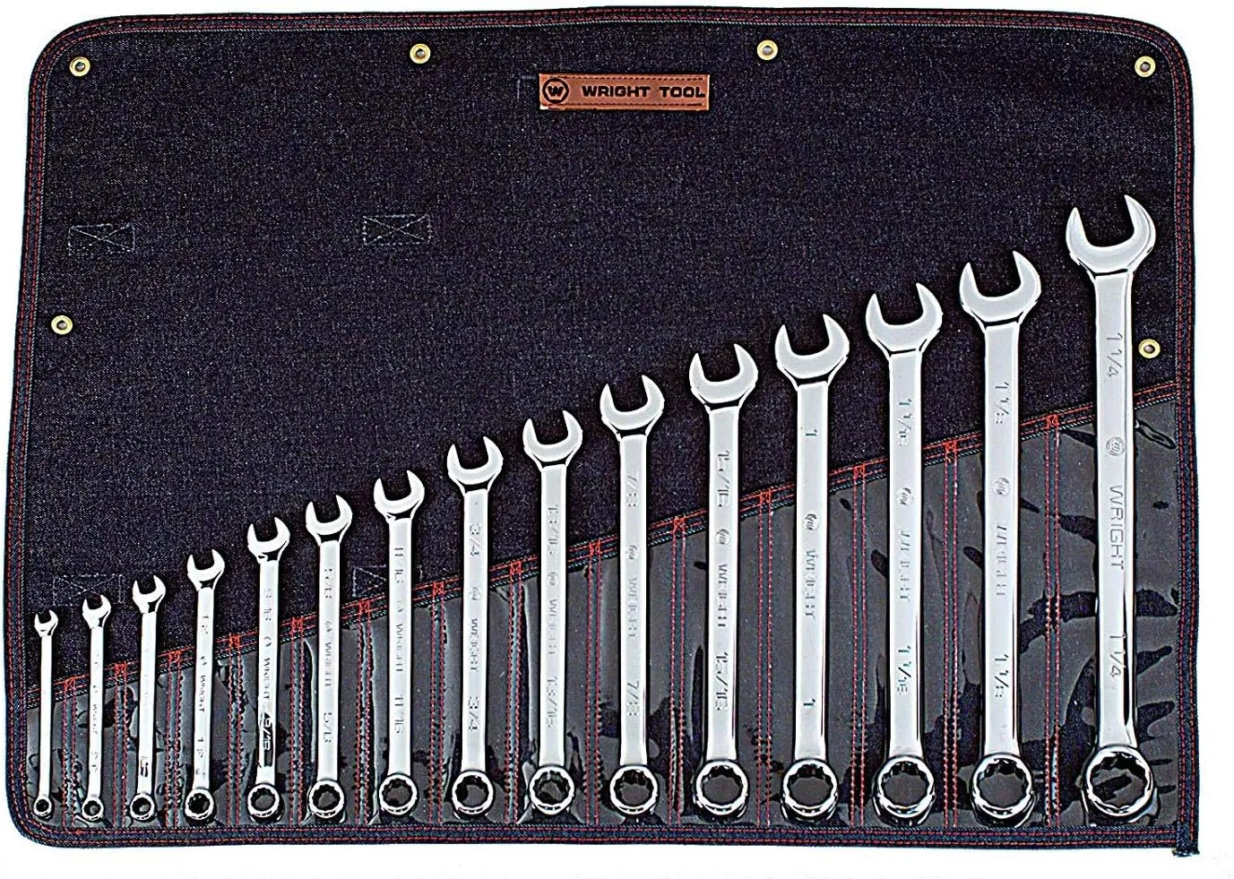 Wright Tool 915 Full Polish 12 Point Combination Wrench Set 5/16" - 1-1/4" (15-Piece),Silver