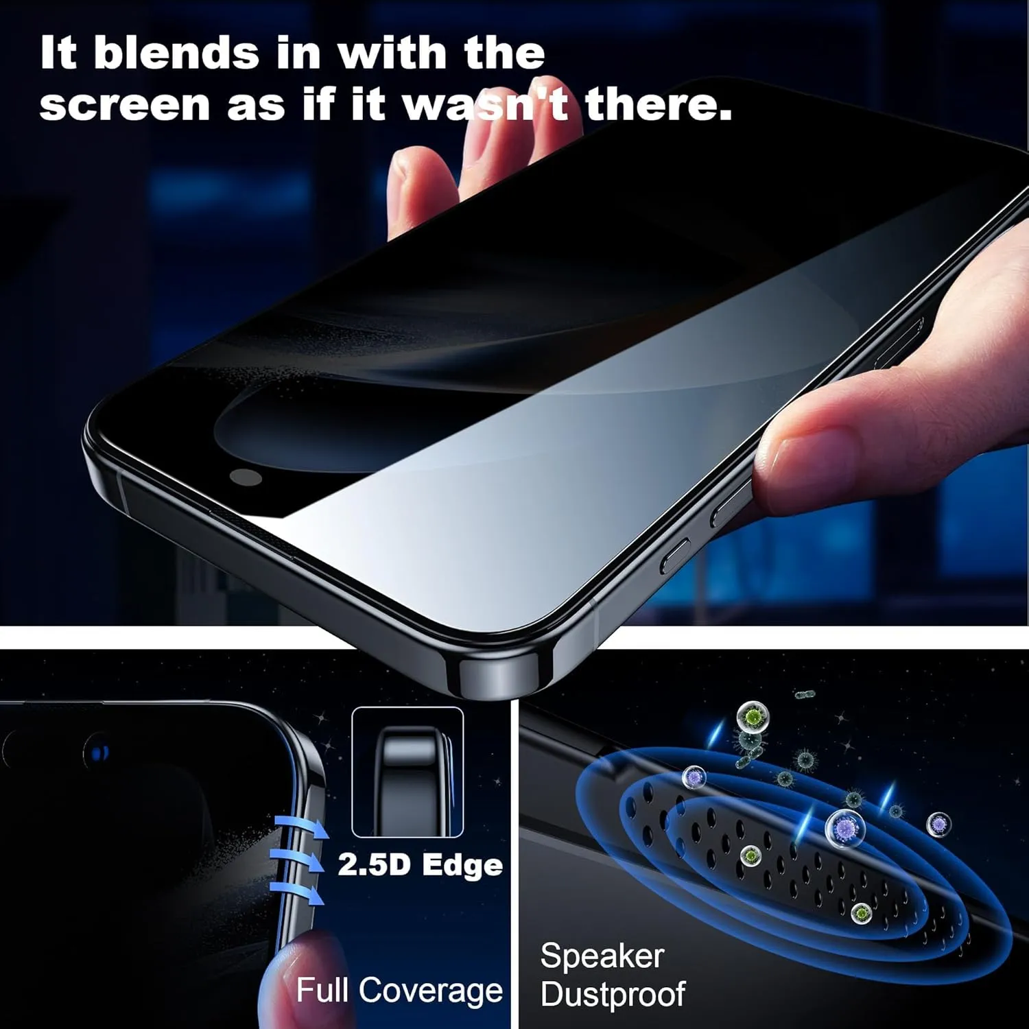 WSKEN Privacy Screen Protector for iPhone 14 Pro Max - [Auto-Dust Removal] Full Coverage Screen 2.5D Edge 28 Degree 10s HD Tempered Glass Film with Dust Clean Installing House 2022 5G,2 Pack