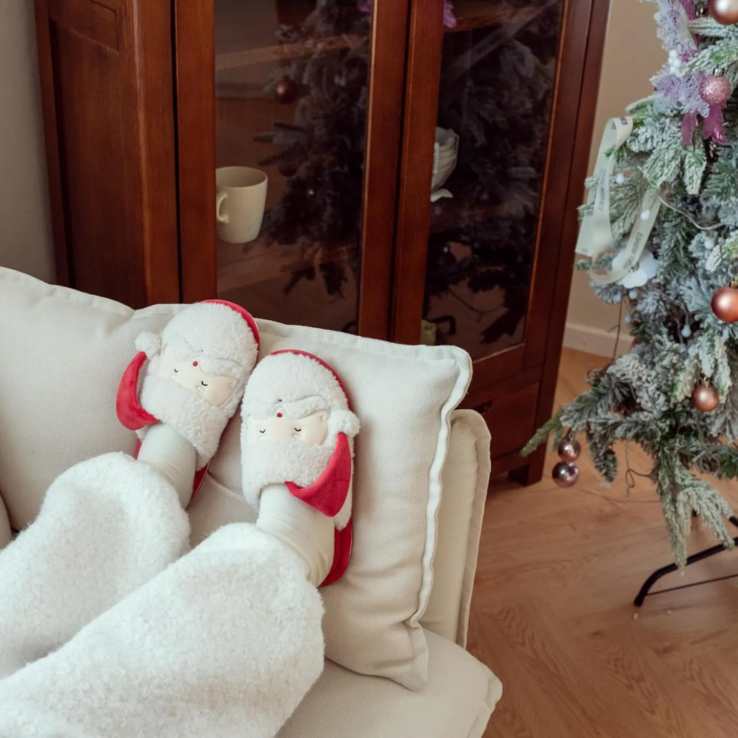 XIXITIAO Christmas Slippers Memory Foam Slippers for Women Warm House Slippers for Woman Cozy Fuzzy Bedroom Home Shoes for Indoor