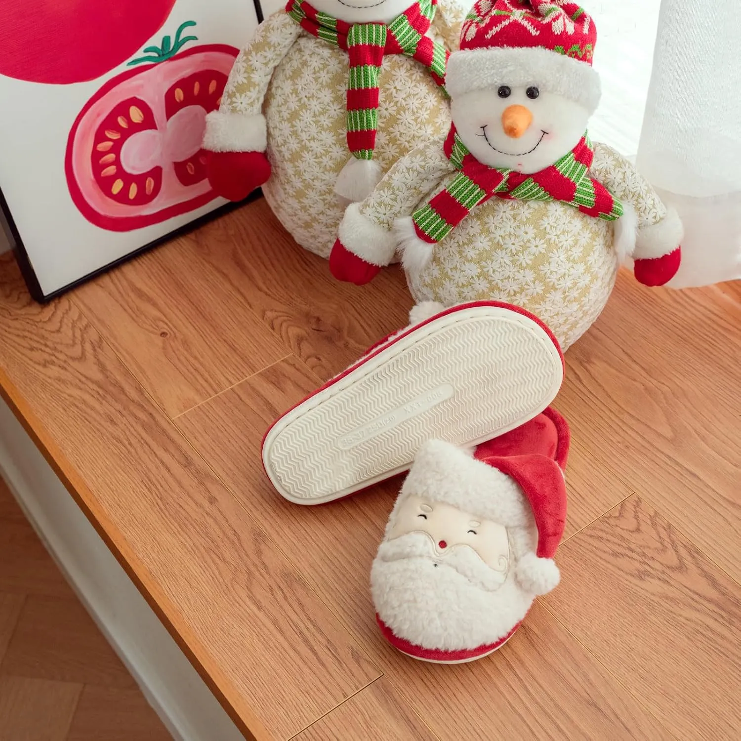XIXITIAO Christmas Slippers Memory Foam Slippers for Women Warm House Slippers for Woman Cozy Fuzzy Bedroom Home Shoes for Indoor