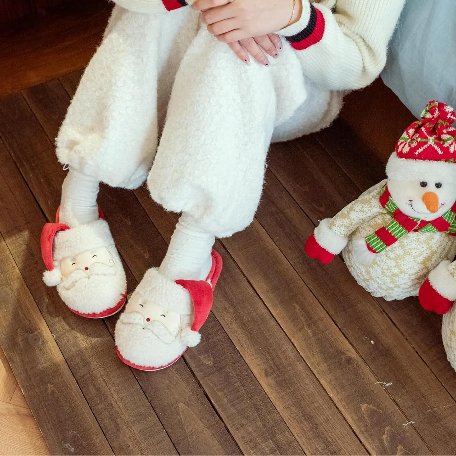 XIXITIAO Christmas Slippers Memory Foam Slippers for Women Warm House Slippers for Woman Cozy Fuzzy Bedroom Home Shoes for Indoor