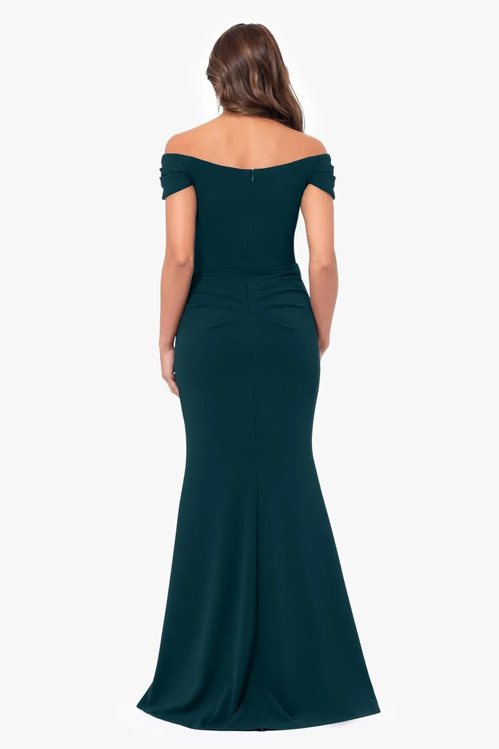 Xscape Women's Off The Shoulder Ruched Floor Length Evening Gown