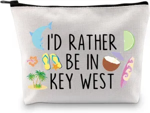XYANFA Key West Gift Makeup Bag Key West Travel Bag Key West Souvenirs Gift Travel Gift Key West Lover Zipper Pouch I'd Rather Be In Key West (RATHER BE IN KEY WEST)