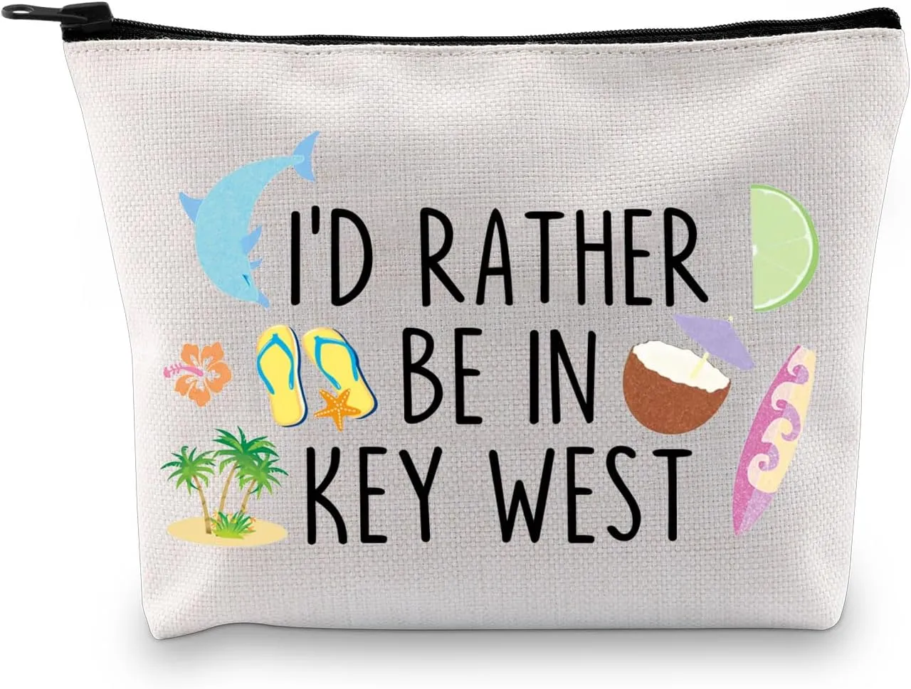 XYANFA Key West Gift Makeup Bag Key West Travel Bag Key West Souvenirs Gift Travel Gift Key West Lover Zipper Pouch I'd Rather Be In Key West (RATHER BE IN KEY WEST)