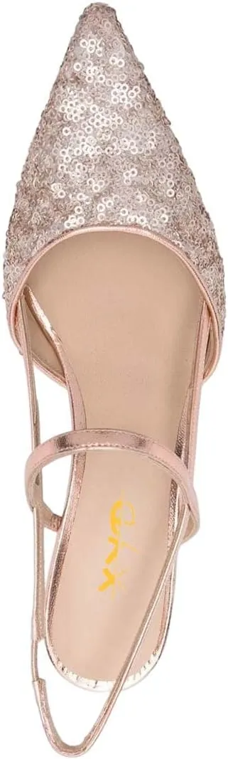 XYD Women Mid Scallop Shape Heel Ankle Strap Sandals Sequins Closed Pointed Toe Evening Party Event Dress Shoes