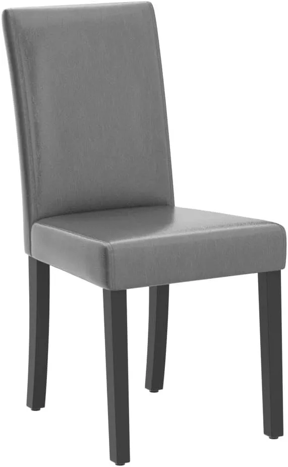 Yaheetech Dining Chairs Set of 4 Faux Leather High Back Kitchen Chair Upholstered Armless Side Chair with Waterproof Surface and Wood Legs for Home and Restaurant, Gray