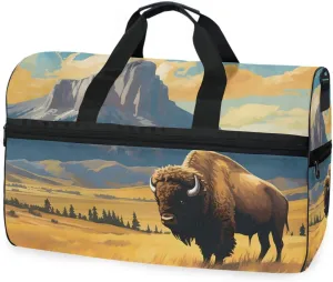 Yak Cattle 4 Travel Duffel Bag Luggage Sports Gym Bags With Shoes Compartment Large Capacity Lightweight Duffle Bag For Men Women