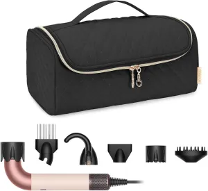 Yarwo 𝟐𝟎𝟐𝟓 𝐍𝐄𝐖 Carrying Case Compatible with Dyson Supersonic r Hair Dryer, Padded Blow Dryer Travel Bag with Top Handle and Wide Magic Strap Fits for Complete Supersonic Accessories, Black