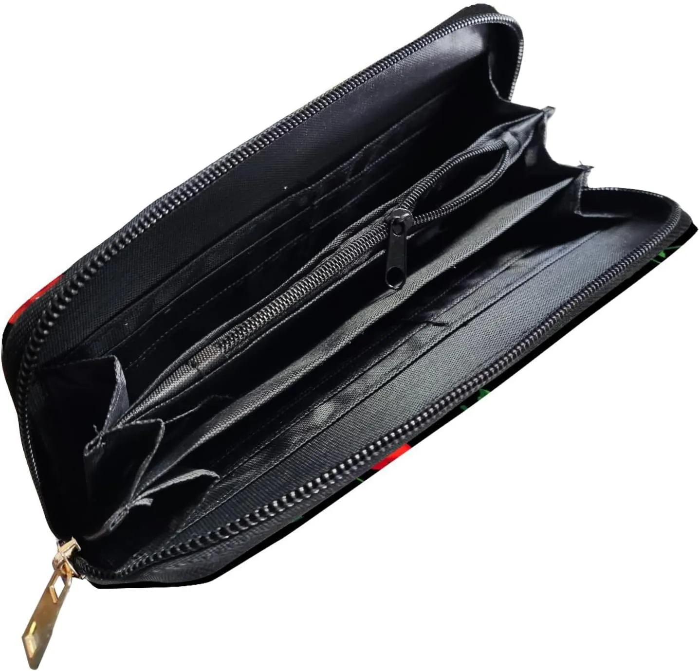 YISHOW Delicious Cherry Wallet Slim Thin Leather Purse Wallet With Zip Around Clutch Casual Handbag For Phone Key Credit Cards
