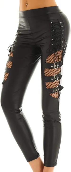 YiZYiF Womenâ€s Faux Leather Skinny Pants High Waist Tights Stretchy Rider Leggings