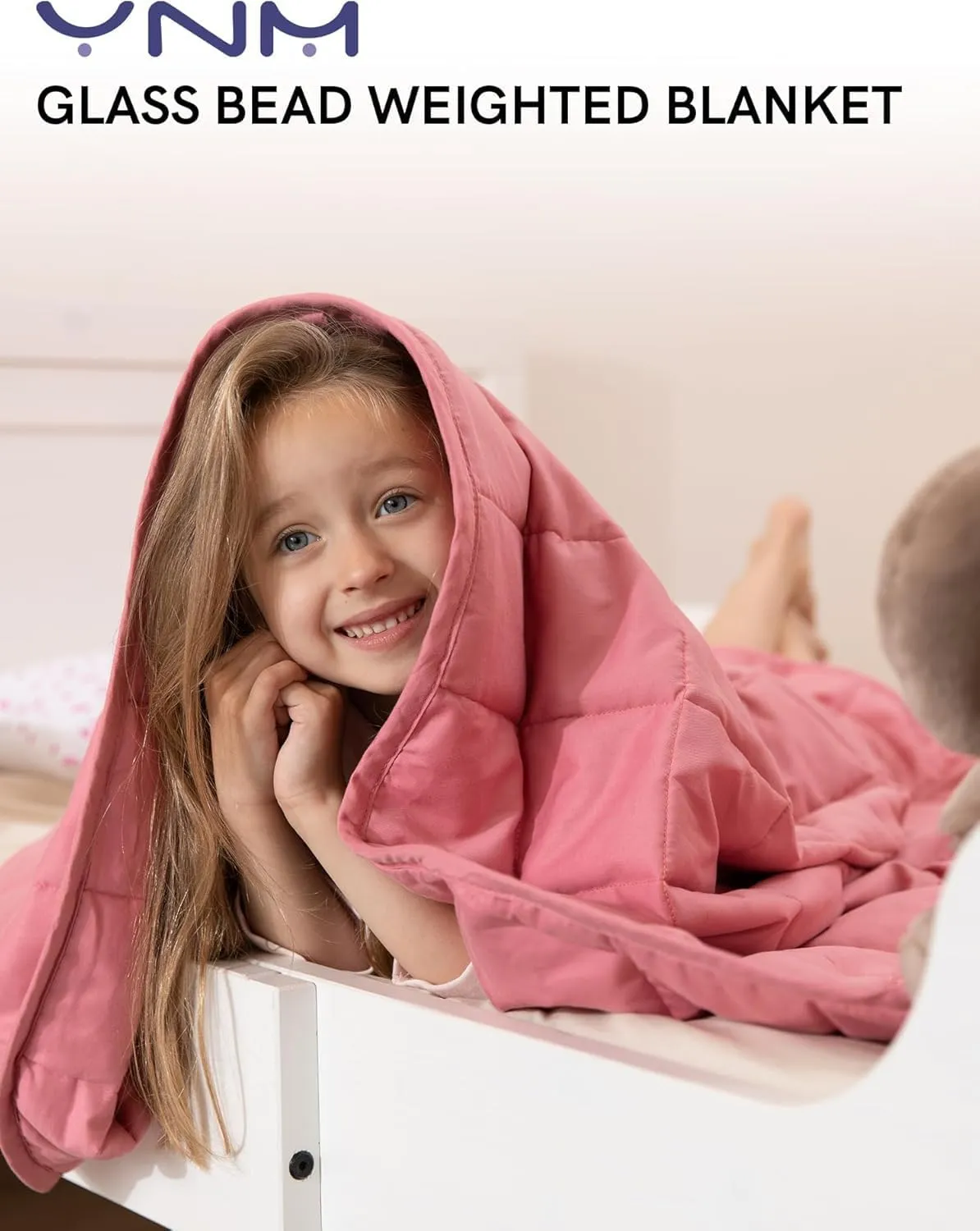 YnM Weighted Blanket — Heavy 100% Oeko-Tex Certified Cotton Material with Premium Glass Beads (Bradied Apricot, 36''x48'' 5lbs), Suit for One Person(~40lb) Use on Twin Bed