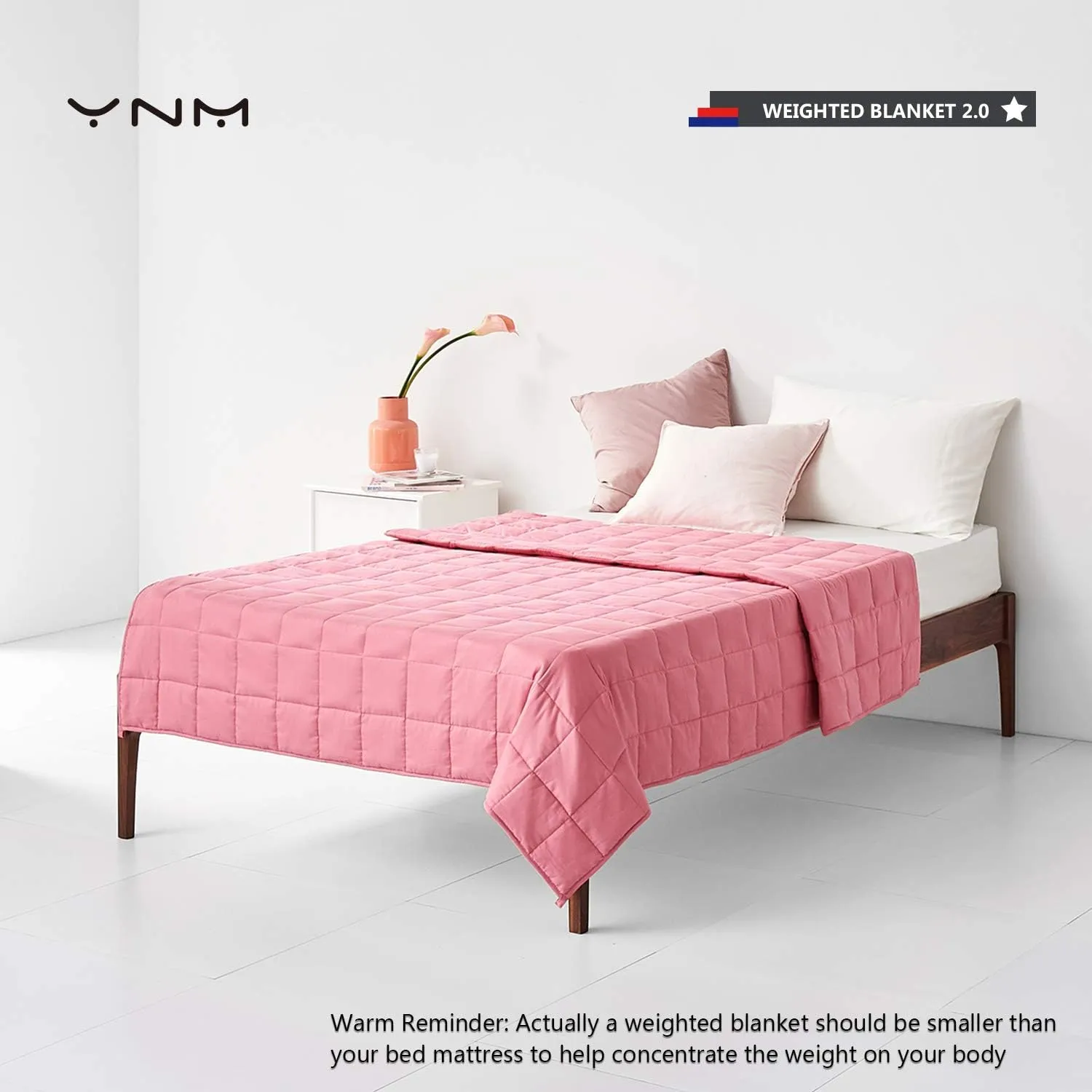 YnM Weighted Blanket — Heavy 100% Oeko-Tex Certified Cotton Material with Premium Glass Beads (Bradied Apricot, 36''x48'' 5lbs), Suit for One Person(~40lb) Use on Twin Bed