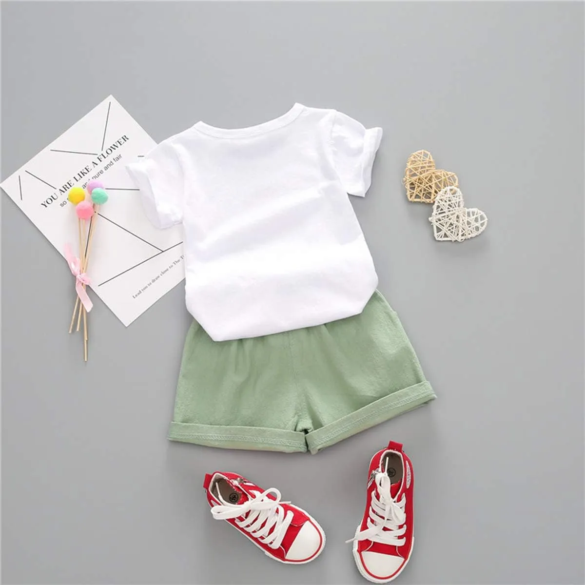 YOUNGER TREE Toddler Baby Girls Clothes Watermelon T-shirt   Linen Shorts with Belt Cute Summer Short Set