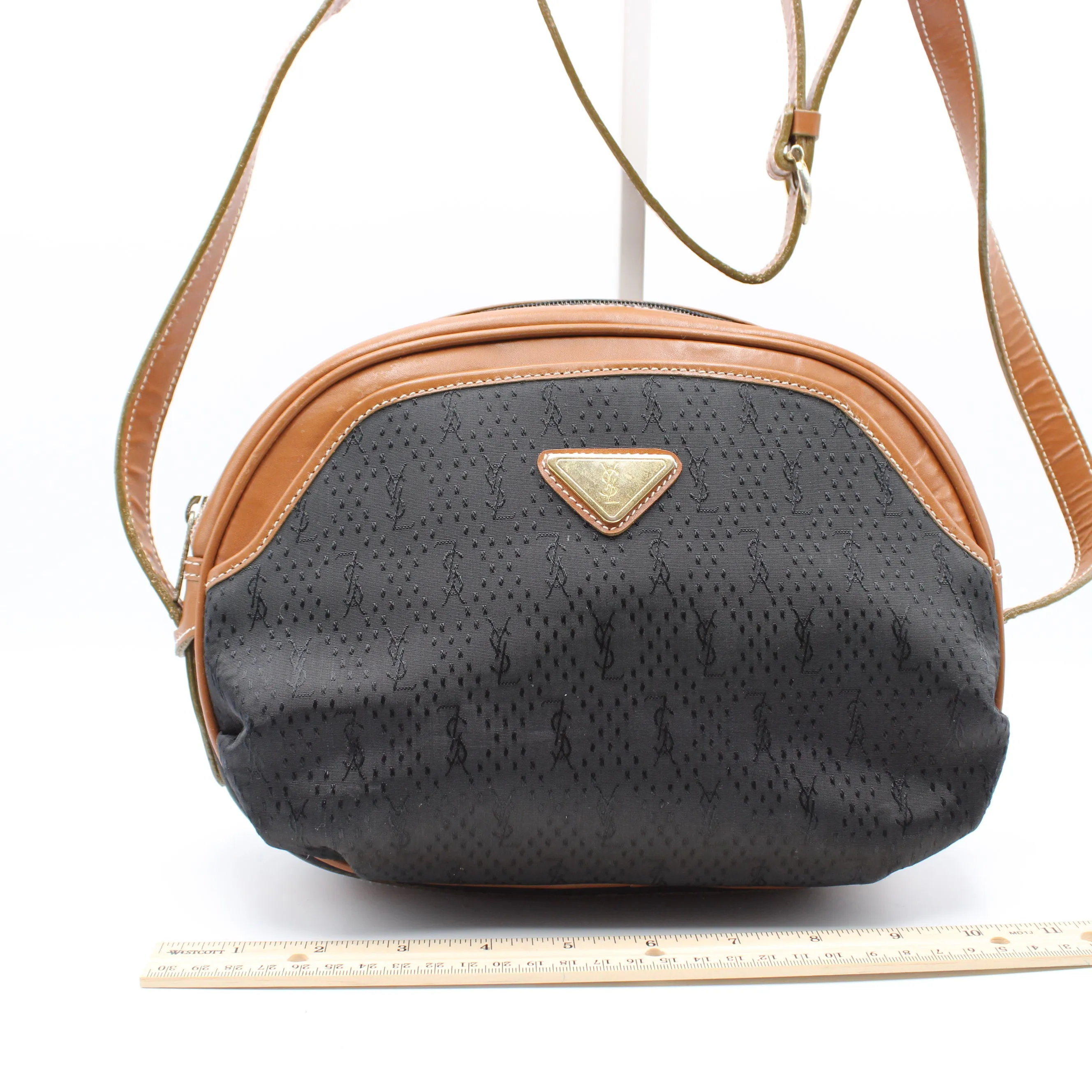 Yves Saint Laurent Black Canvas Crossbody Bag Vintage
