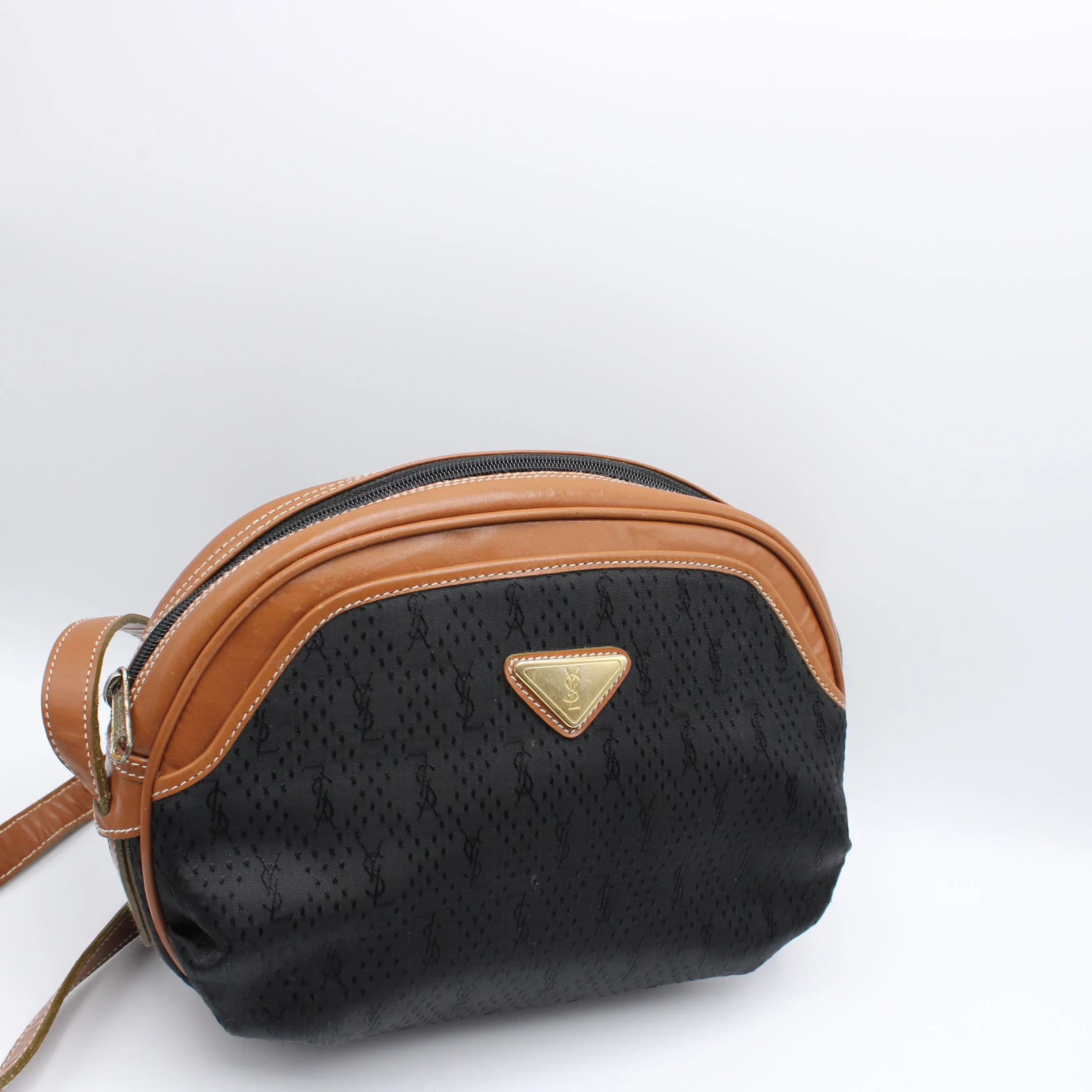 Yves Saint Laurent Black Canvas Crossbody Bag Vintage