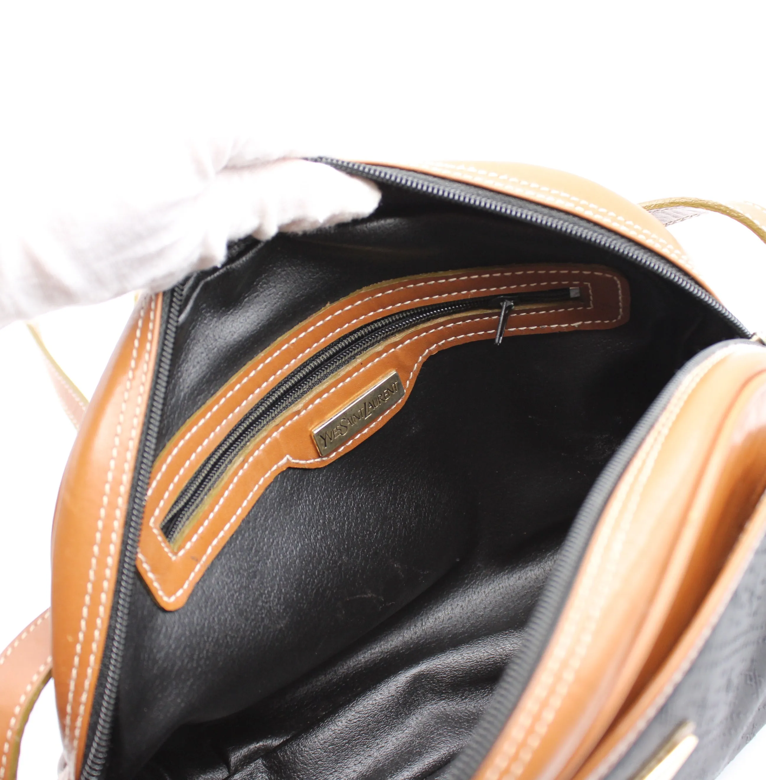 Yves Saint Laurent Black Canvas Crossbody Bag Vintage