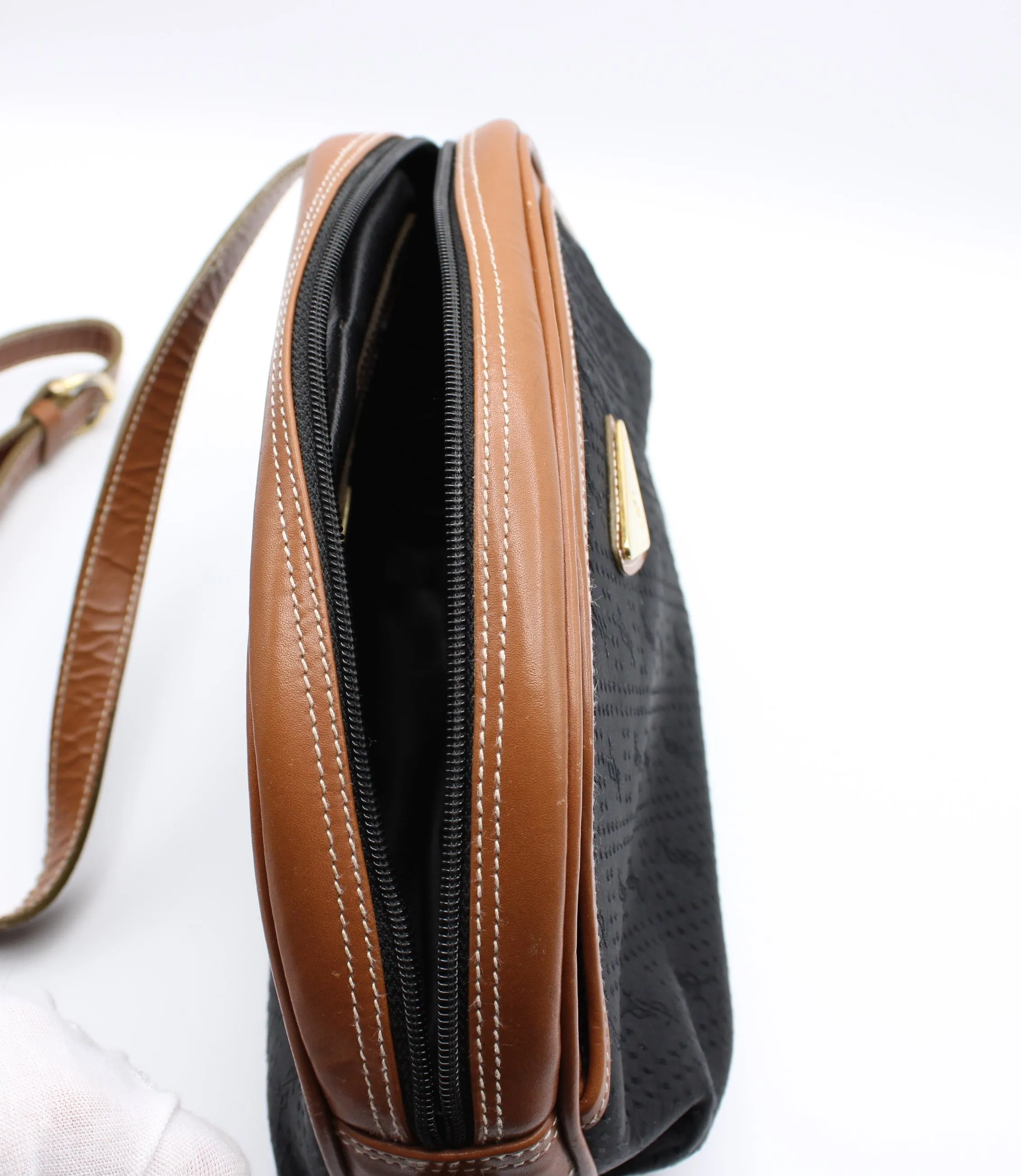 Yves Saint Laurent Black Canvas Crossbody Bag Vintage