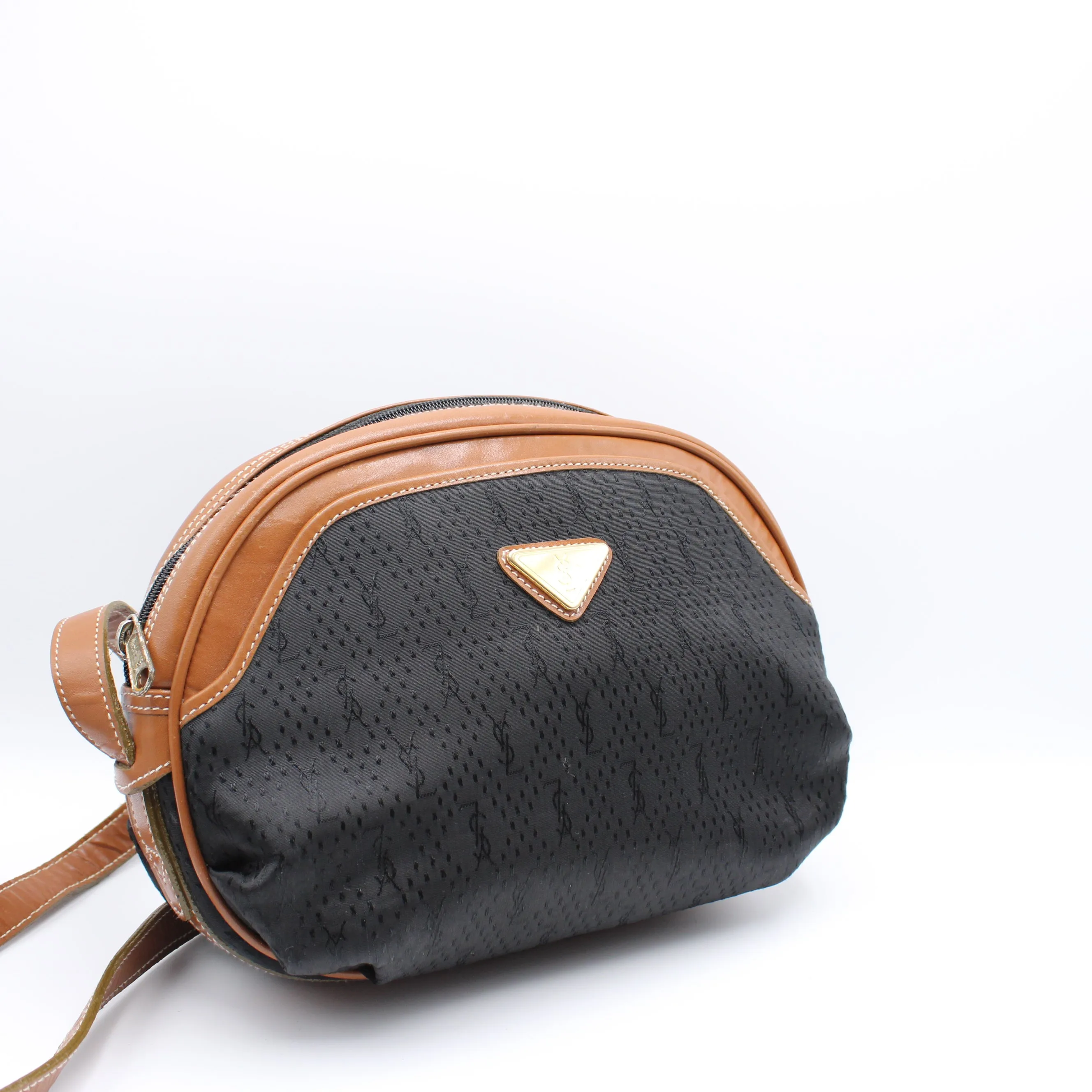 Yves Saint Laurent Black Canvas Crossbody Bag Vintage