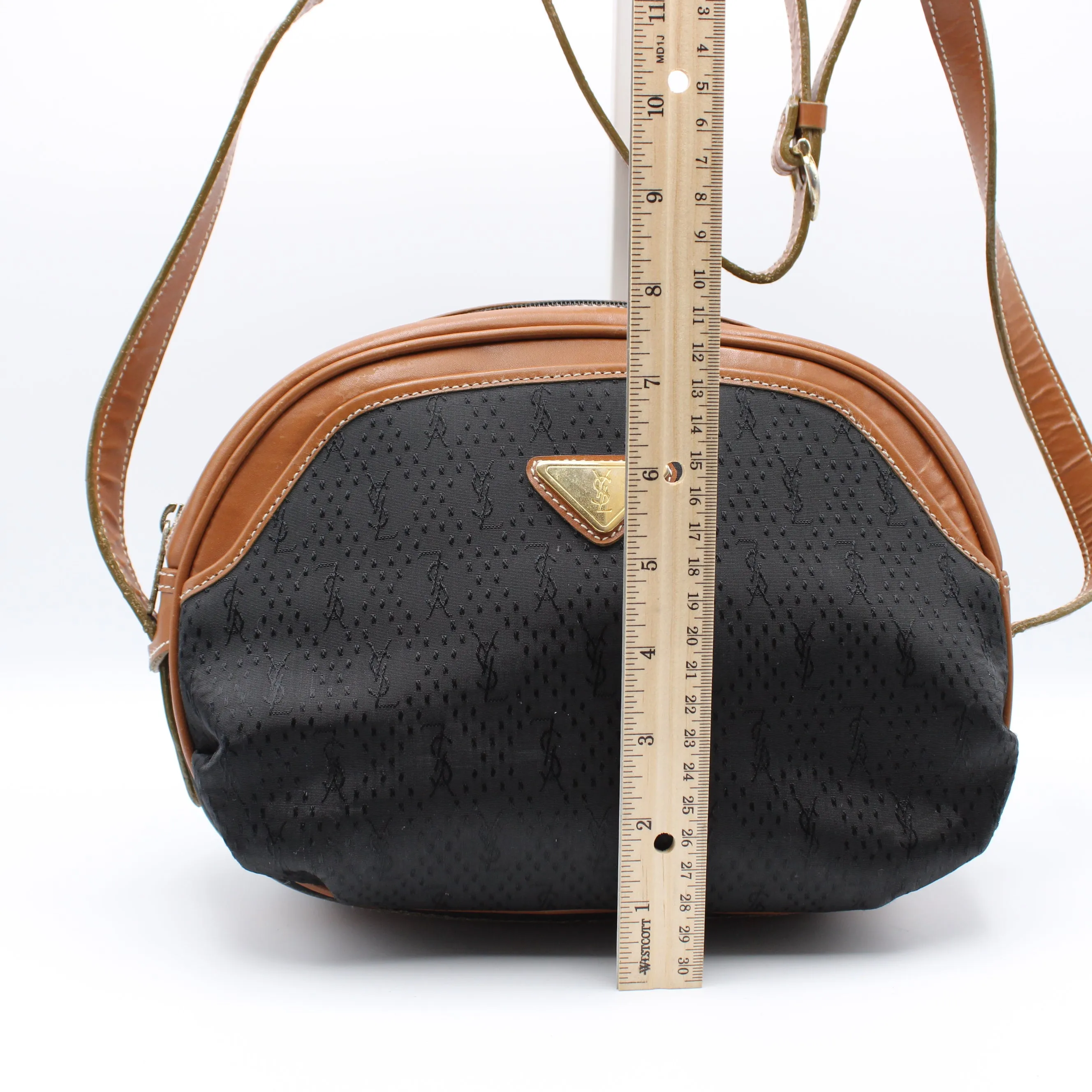 Yves Saint Laurent Black Canvas Crossbody Bag Vintage
