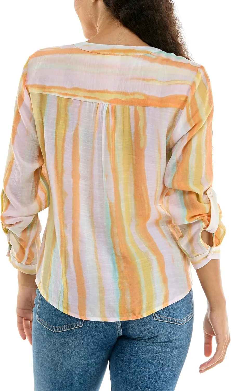 Zac & Rachel Women's Long Sleeve Linen-Like Button Up Shirt with Front Tie   Pocket