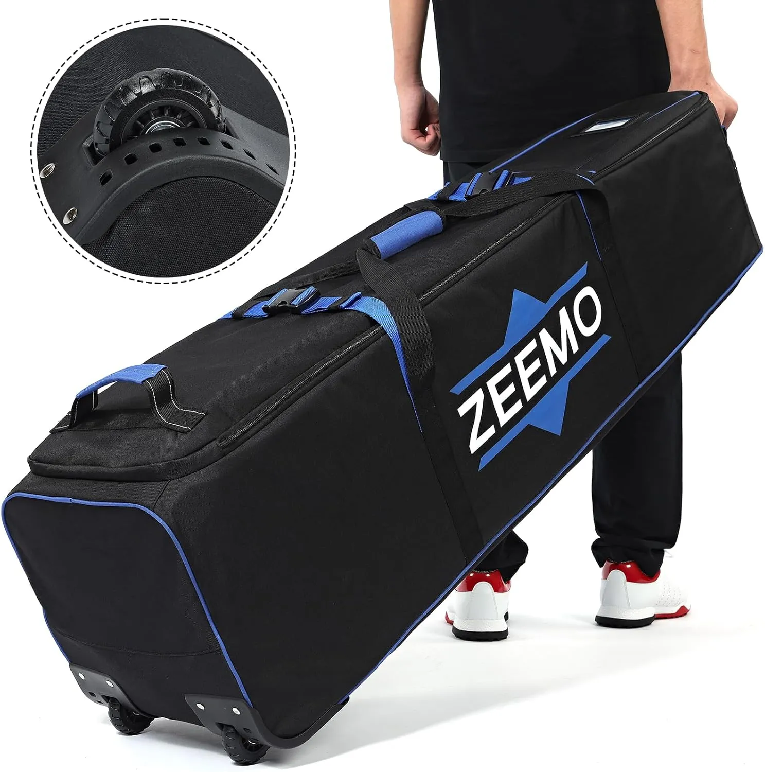 ZEEMO Golf Travel Bag, Full-Open Protective&Wheeled Airline-Approved Case for Clubs, Cart&StandBag, Soft-Sided Waterproof Cover Made of Heavy Duty Oxford