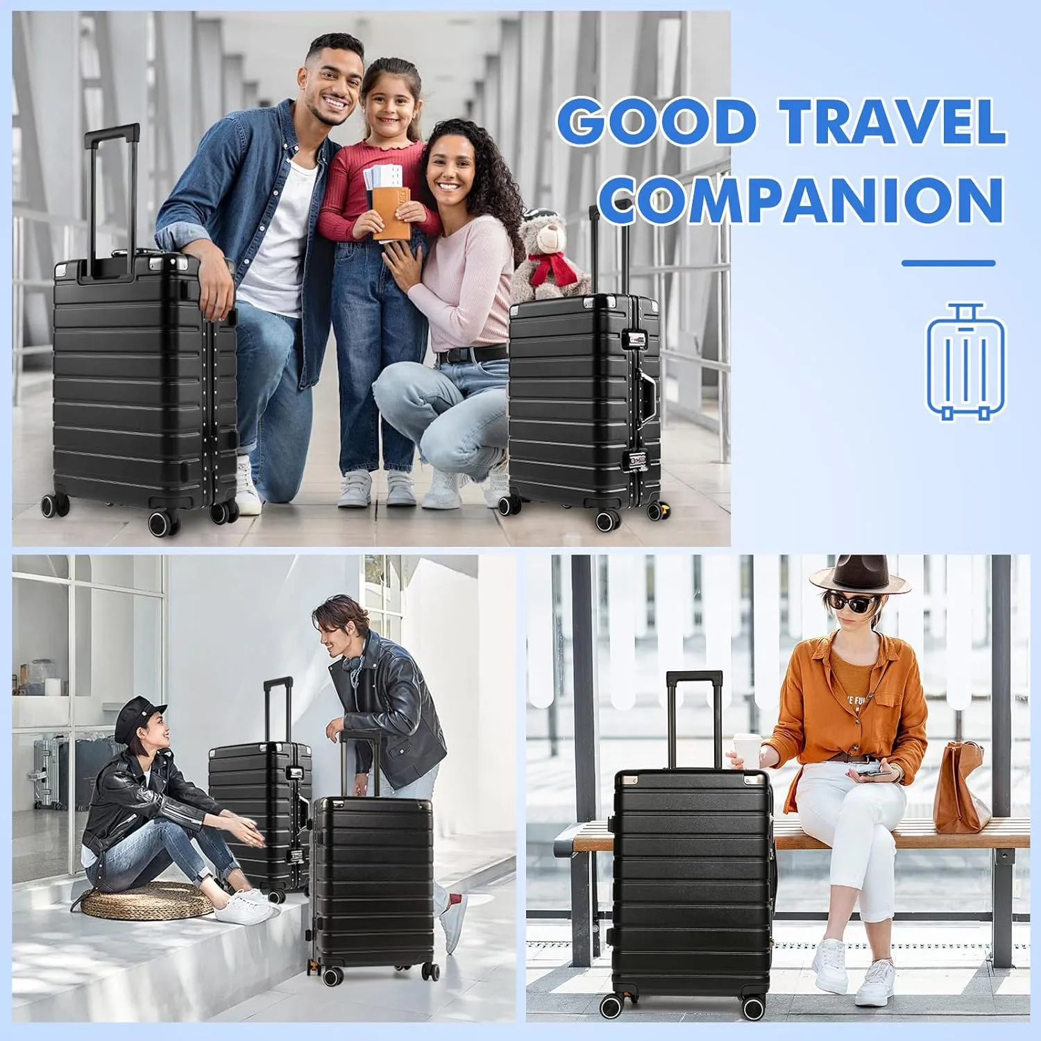 Zipperless Luggage | 20 Inch Airline Approved | TSA Lock, Scratch-Proof Hardshell & Silent Wheels | Lightweight Carry-On for Business Travel (Black)