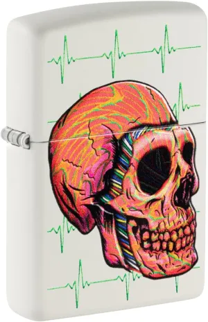 Zippo Cyber Skull Design White Matte Pocket Lighter